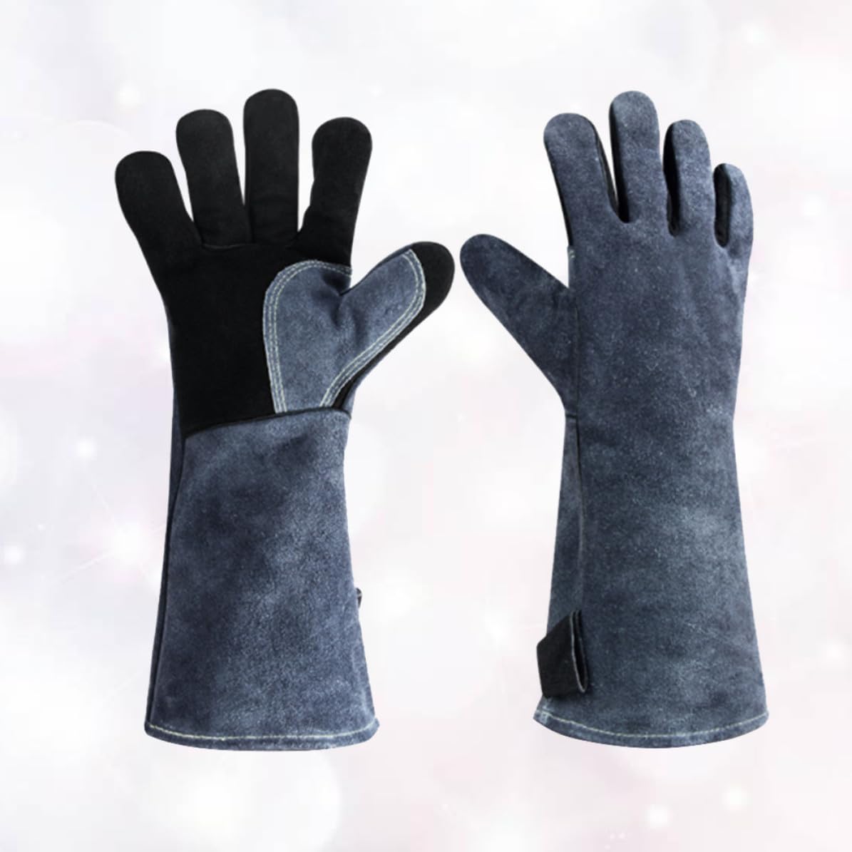 Didiseaon 2 Paia Guanti Barbecue in Pelle Nera Resistenti al Calore per Uso | Antiscivolo, Facili da Indossare e Togliere, Comfort Durante la Cottura