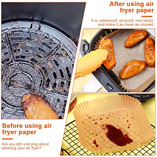 Air Fryer Disposable Paper Liner, Ziko 100Pcs 6.3In Square Air Fryer Paper Liners Baking Paper Parchment Non-Stick Oil Proof Waterproof Food Grade Paper Liner For Baking Roasting Microwave #TOP3