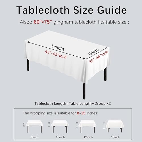 Miniatura 4 de Alsoo Mantel rectangular lavable a cuadros de algodón y lino a cuadros para picnic, cocina, comedor, beige y blanco, 60 x 75 pulgadas