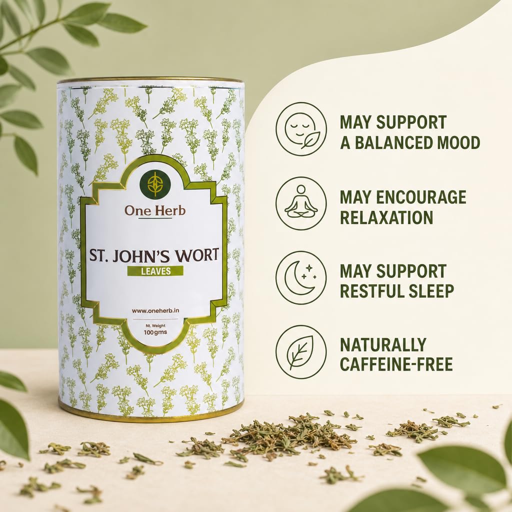 One Herb - St John's Wort Tea 100g, Caffeine-Free Loose Leaf Infusion for Mood Support, Restful Sleep & Calm Nerves | Natural Wellness Superherb 1