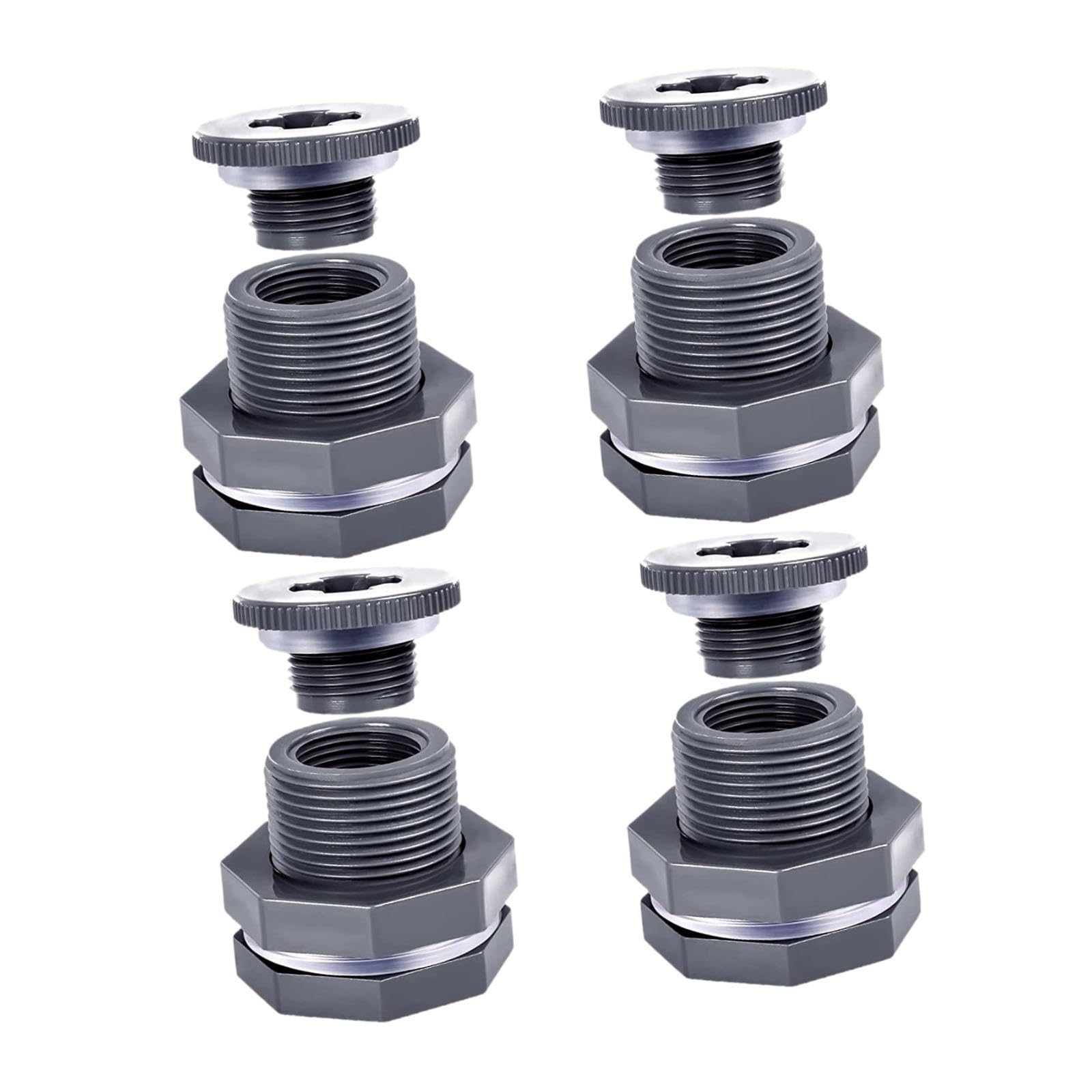 Adaptador de Manguera de Jardín de 4 Piezas, Adaptador de Manguera de Cubo de 3/4 de Pulgada para Piscinas Y Barriles de Lluvia.