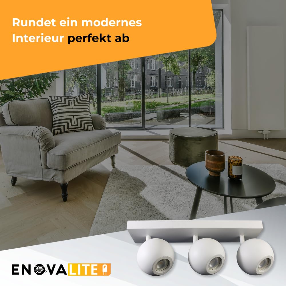 Deckenspots GLOBE 3-flammig Weiß 2 Stück Ø10cm LED Deckenlampen auf Spotbalken aus Metall mit GU10-Fassung - Drehbare Spotlampen für Wohnzimmer, Küche & Flur