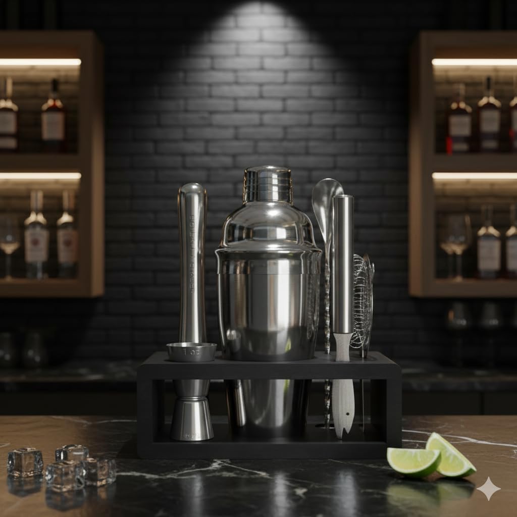 Highball & Chaser Cocktail Shaker Set: Bartender Kit for Home Bar Mixology Cocktail Bar Set Plus E-Book with 30 Recipes (Silver)