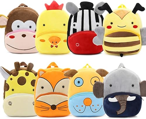 Miniatura 8 de Ladyzone Mochila para niños pequeños, mochila de animales del zoológico, bonita bolsa de felpa de dibujos animados de 10 pulgadas, bolsa de libro