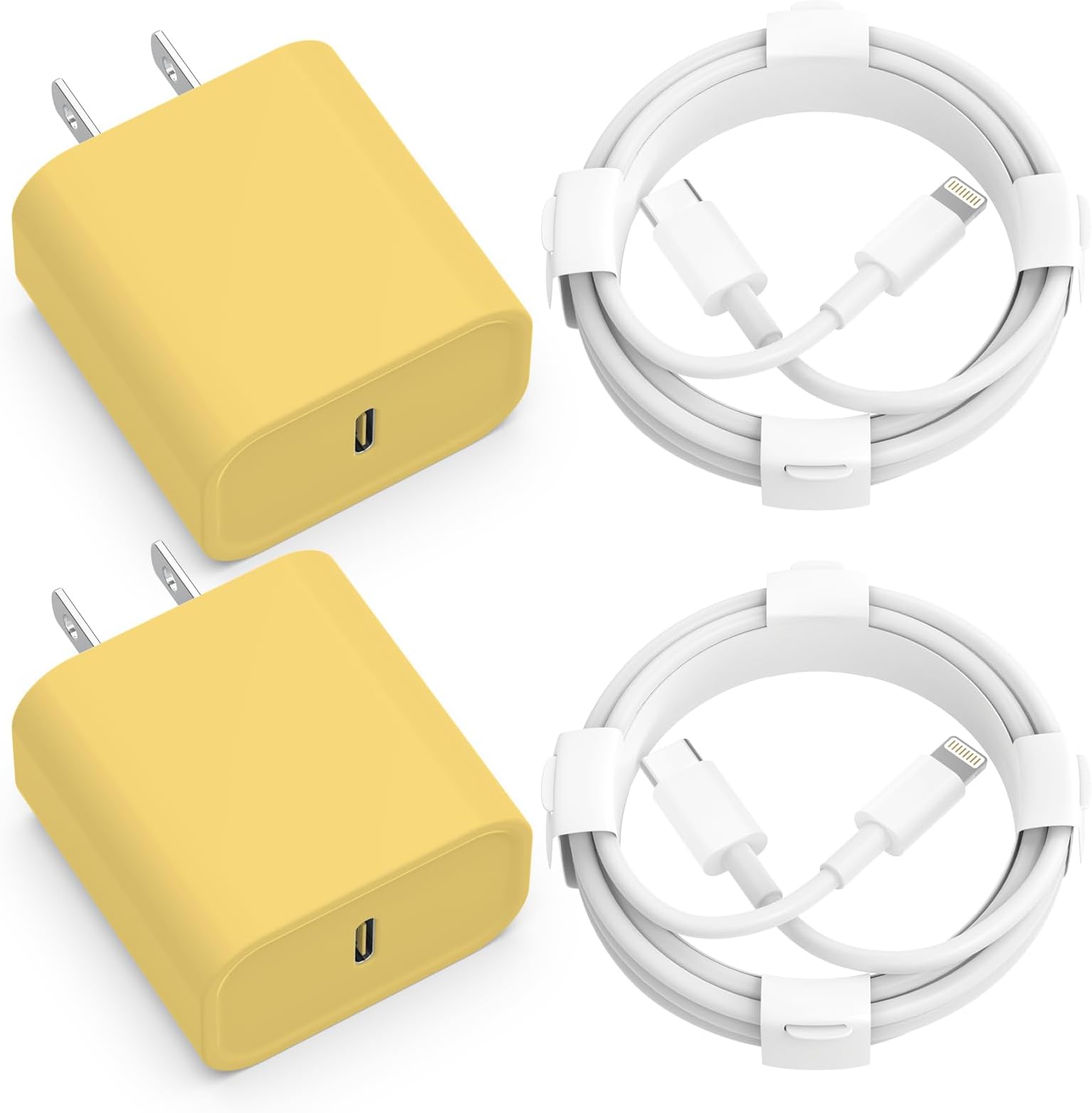 USB C Fast Charger 2Pack 25W Type C Wall Block with 6FT Long USB C to Lightning Cable Compatible with Phone 14Pro/13 Pro/12/12 Pro Max/11/XS Max/XS/XR/X/8 - YellowCarbonfree Certified