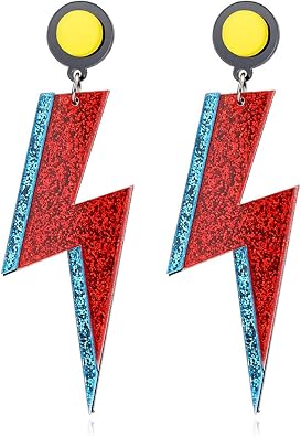 Lightning Dangle Earrings Exaggerated Acrylic Lightning Bolt Neon Flash Drop Earrings for Women Jewelry Gift