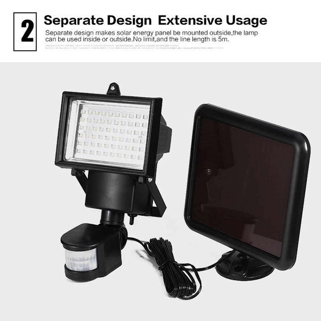 2 pezzi 60 LED lampada solare luce solare esterno faretto solare con sensore di movimento