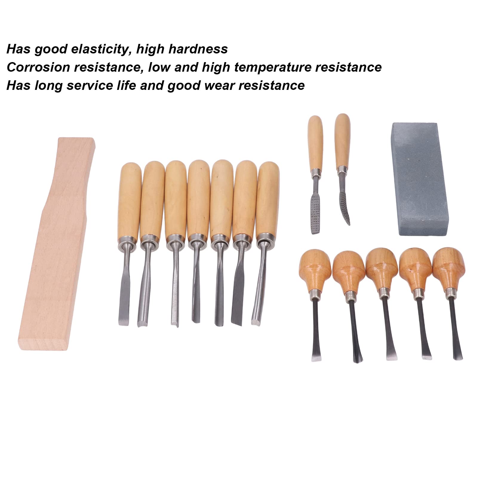 Herramienta de tallado de madera de 16 piezas, Kit de cincel de trabajo de madera Kit de cincel de carpintería de acero Cuchillo de tallado Herramienta de mano con bolsa de lona de almacenamiento