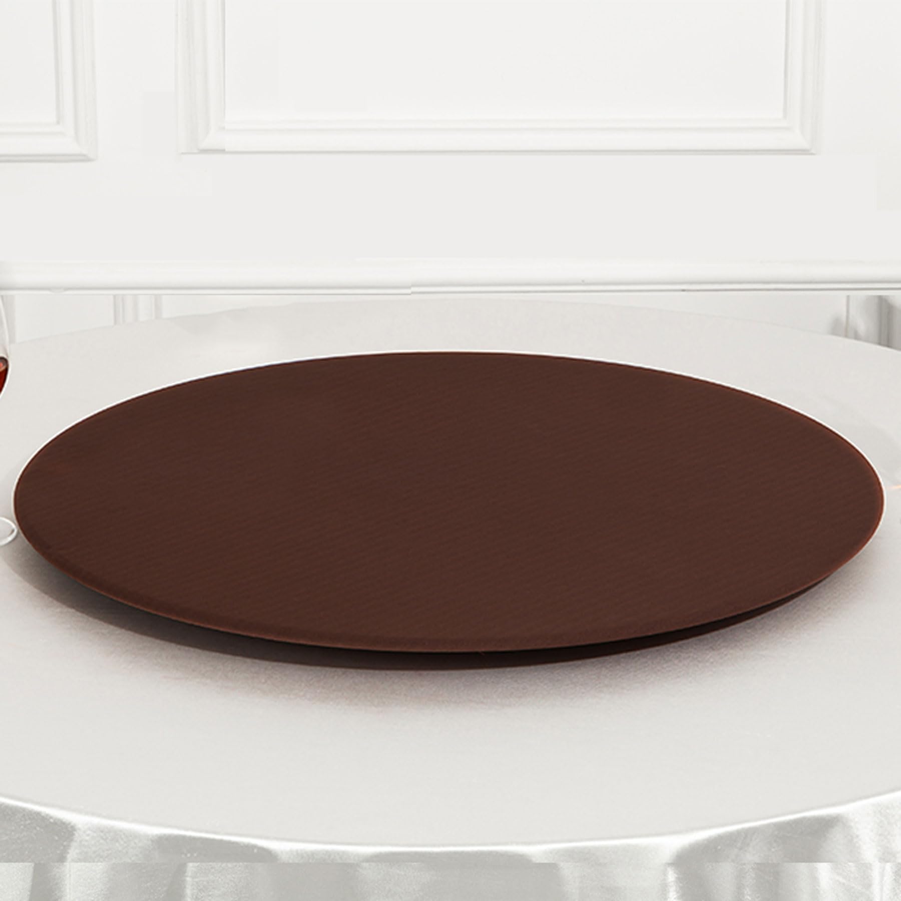 Nappe de Table Haute Stretch Ronde 180 cm - Lot de 2 Housses Extensibles Lavables Café Foncé