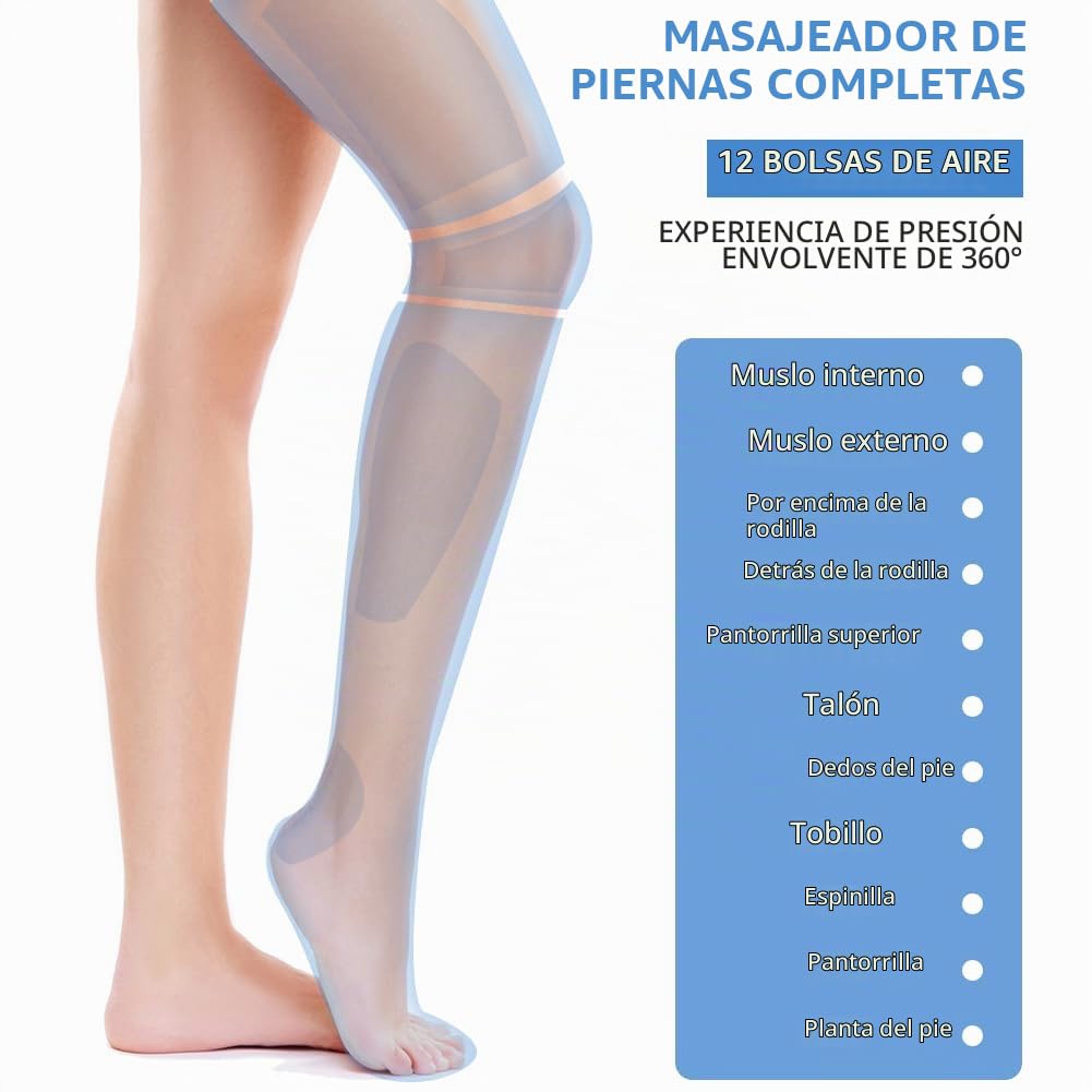 Aolso Masajeador de Piernas, Presoterapia de Piernas, Circulación Sanguínea, Alivio del Dolor y Relajación Muscular, 3 Modos 4 Intensidades, Ideal para Masaje de Pies, Piernas, Pantorrillas y Muslos