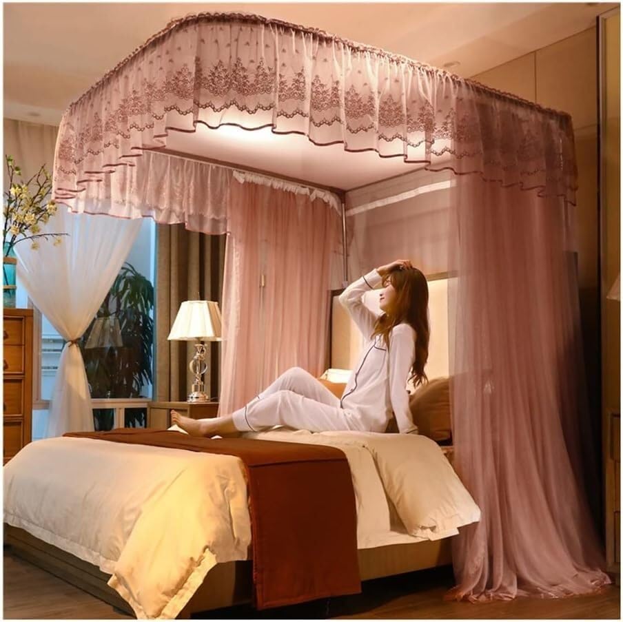 Mosquitera con dosel para cama evita mosquitos en dormitorios con soporte de metal en U