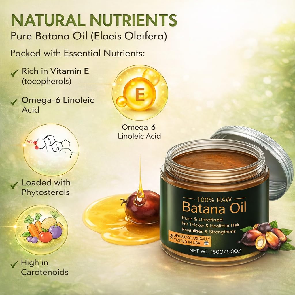 Authentic Honduran Batana Oil for Hair Care – 100% Pure & Unrefined Botanical Paste – Deep Conditioning Hair Treatment to Support Fuller, Healthier-Looking Hair for Men & Women – 5.3 oz