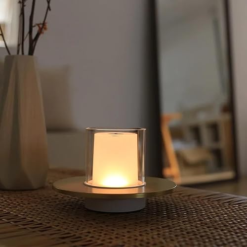 Miniatura 2 de Lámpara de mesa LED portátil inalámbrica con vela, batería recargable de 2000 mAh, romántica, luces nocturnas, hotel, sala de estar, decoración del