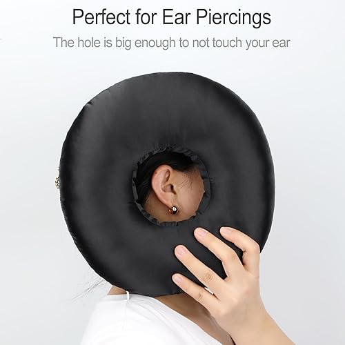 Miniatura 5 de Almohada de satén sedoso con agujero para dolor de oído CNH Piercing Alivio del dolor de la presión del sueño, dolor de costado, enfriamiento suave,