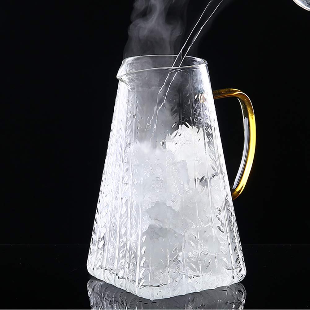 Szklany dzbanek 1650 ml, karafka na gorącą i zimną wodę z 4 kubkami, do domowego soku i mrożonej herbaty, A