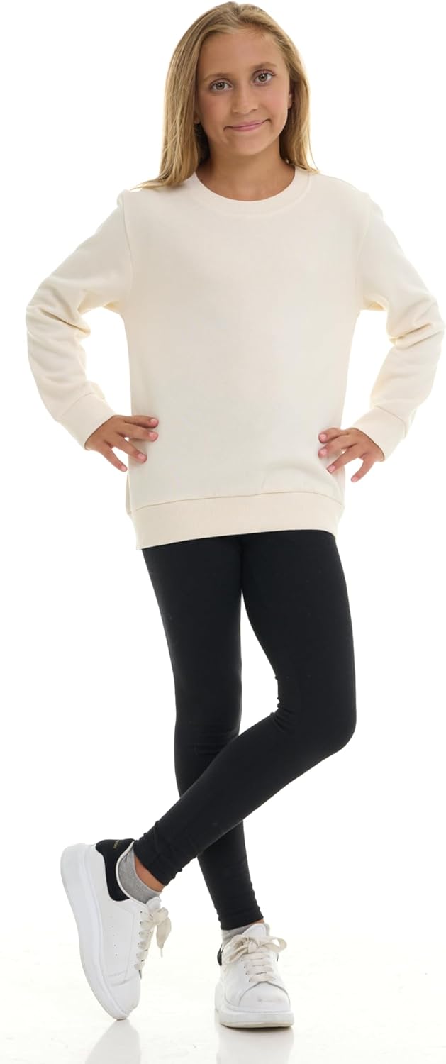 Pink Angel 2-Pack Girls Fleece Crewneck Sweatshirts – Soft Cotton Blend Pullover Tops for School, Play, and Layering - Image 3