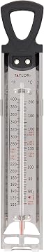 Taylor Stainless Steel Candy and Deep Fry Thermometer, 12-Inch Analog Paddle with Pan Clip, Ideal for Frying, Sugar, Brewing,