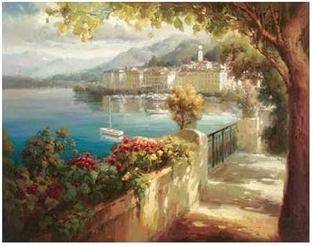 buyartforless Portofino Light By Roberto Lombardi 28x22 Italy Italian Mediterranean Harbor Art Print Poster, Multicolor, EL 7469