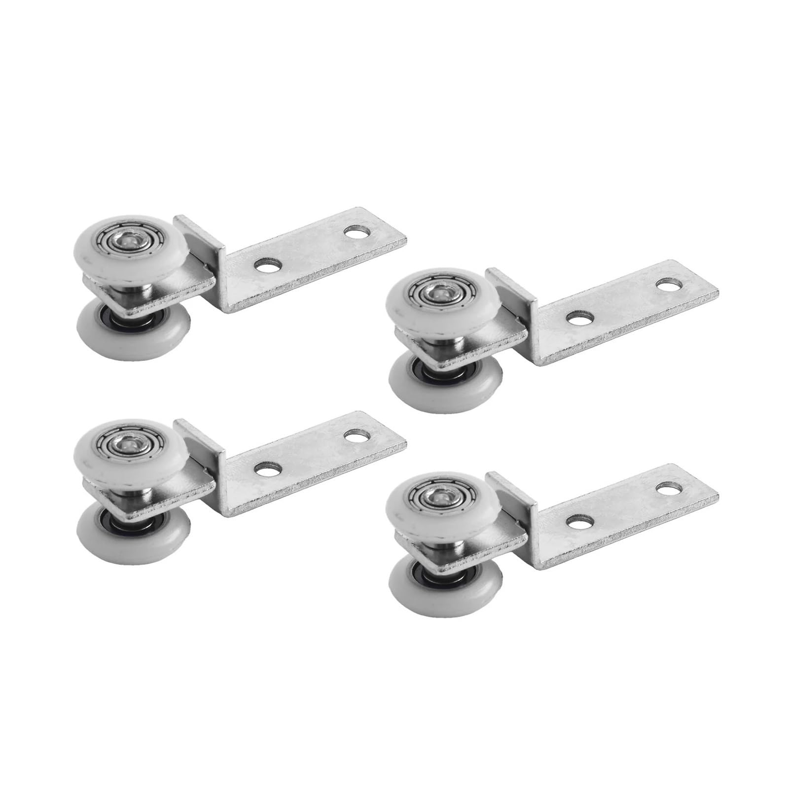 PUYUNA Sliding Closet Door Roller Kit, 2/4pcs Metal Bearing Pulley Block with Two Plastic Wheel for Wardrobe Cupboard Window Cabinet(B 4PCS)