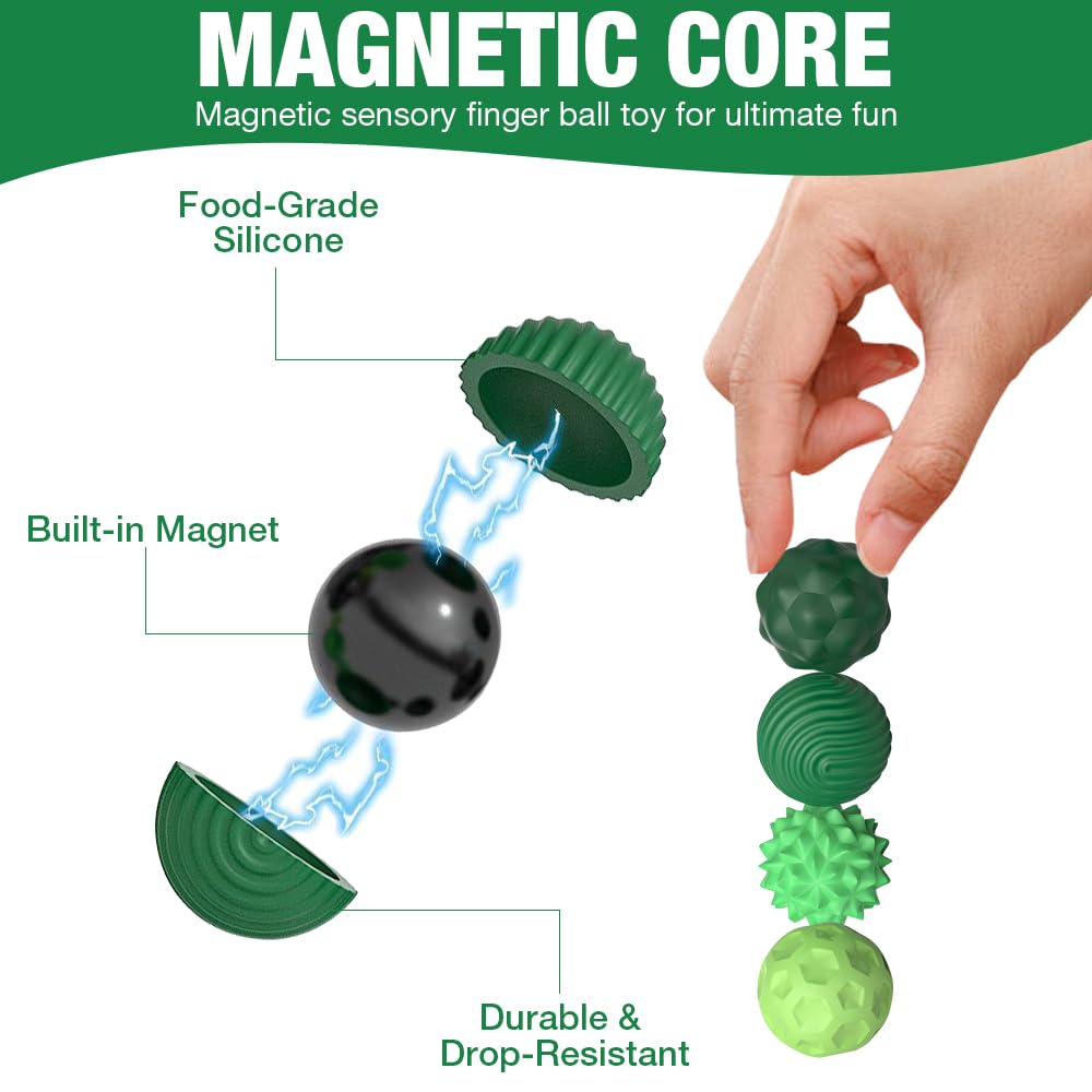 8Pcs Magnetic Balls Fidget Toy, Magnetic Sensory Fidget Balls, Silicone Ball Tactile Fidget Toys - Image 2
