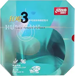 DHS NEO Hurricane 3 folha de borracha para tênis de mesa de pingue-pongue, com película adesiva para tênis de mesa (vermelho, 40°/2,2 mm)