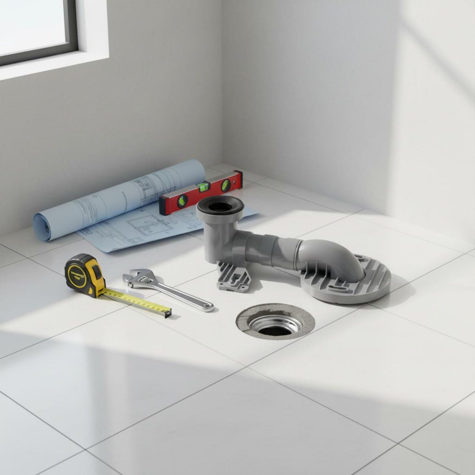Toilette Versatzadapter Toilettenverschieber Abflussversatz Rohradapter Abflussverlagerer aus PVC für Flexible Neuplatzierung Ohne Aufstemmen Dichte, 400MM, Toto