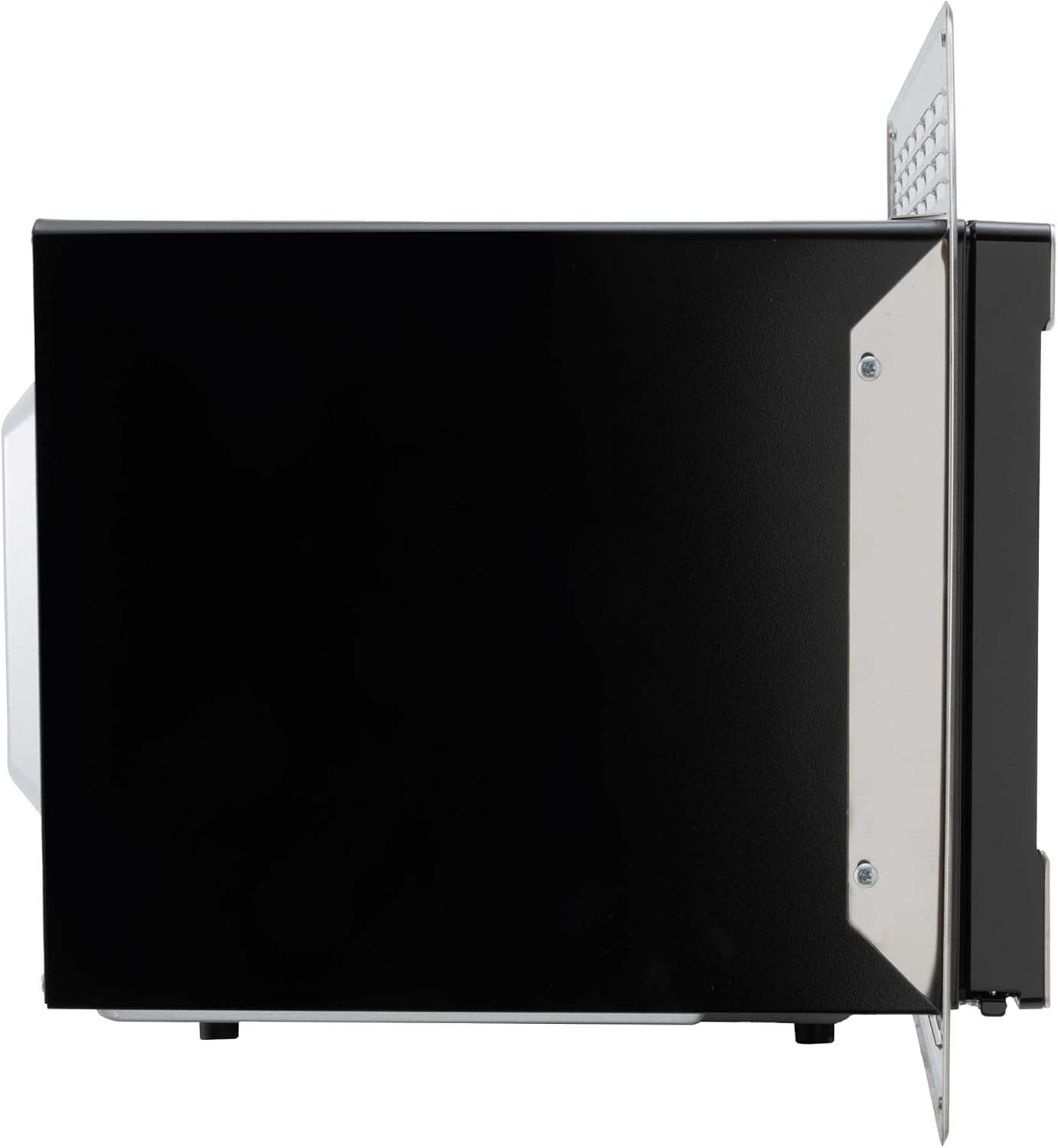 Rear view of the RecPro RV Microwave showing the power cord and ventilation