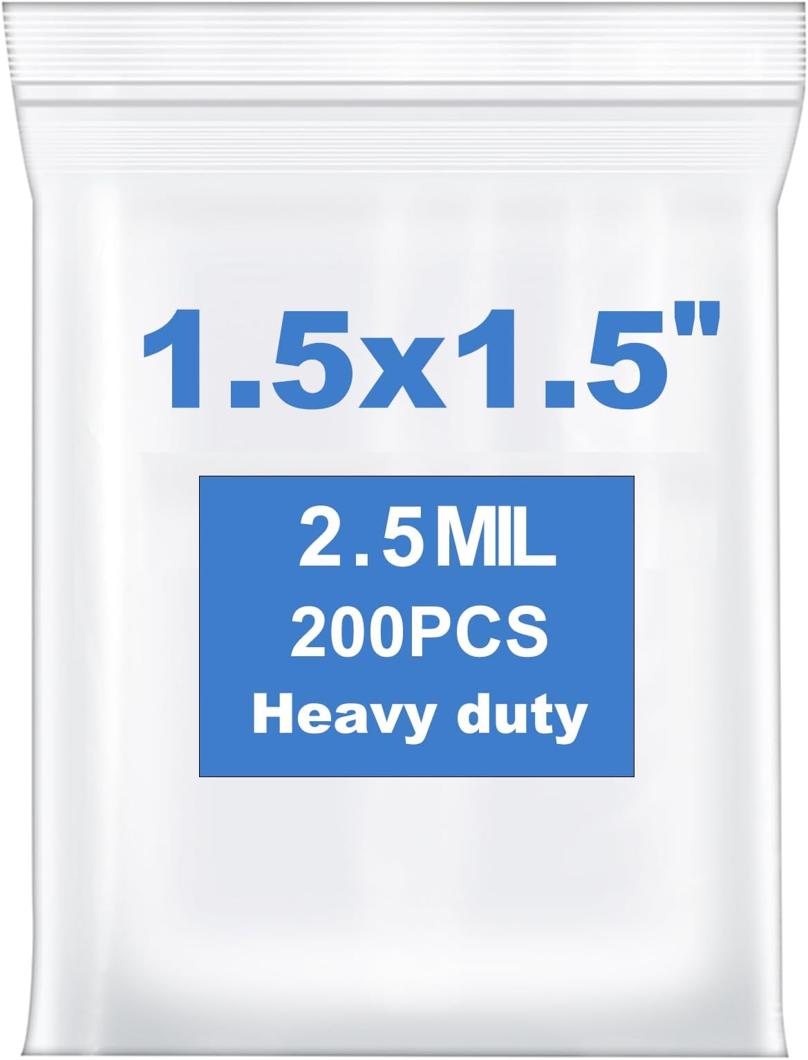 200 PCS 1.5" x 1.5" Thick 2.4 Mil Small Clear Zip Poly Bags Mini Plastic Reclosable Zip Seal Lock Bags Necklace Ring Coin Beads Jewelry Pill Zipper Bag