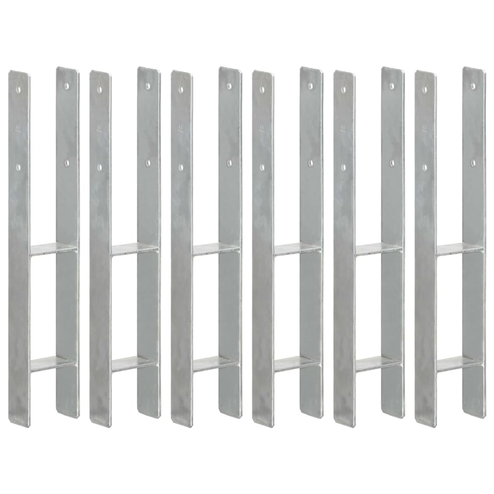 Anclajes de Valla 6 uds Acero galvanizado Plateado 9x6x60 cm fijación para Postes metálicos