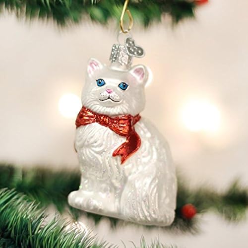 Vista 45 de Old World Christmas Adorno de cristal soplado de gatito del Himalaya gris para árbol de Navidad, decoración navideña artesanal, colección de gatos