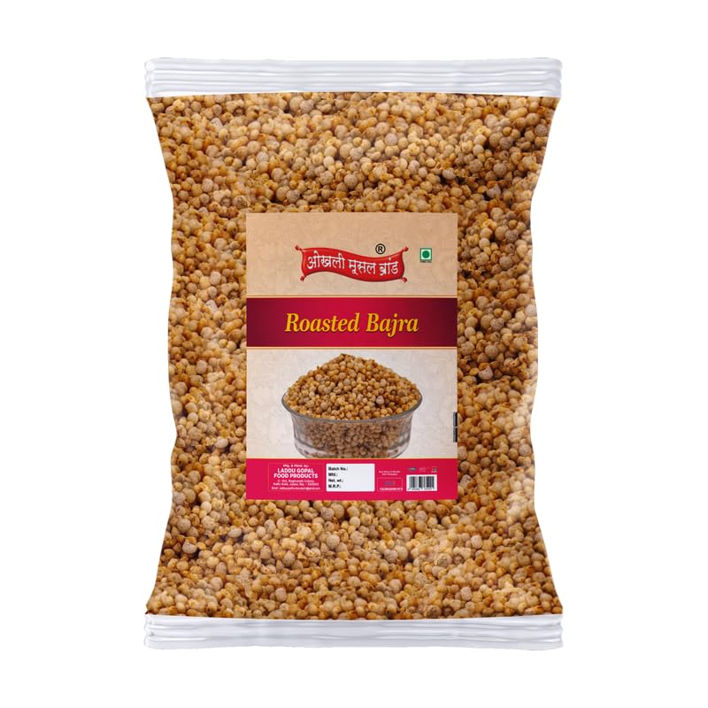 Image of OKHLI MUSAL BRAND Roasted Healthy Munchies | Roasted Bajra Mix Namkeen Snacks for foodie Indians | Diet Namkeen & Snacks High in Protein Bajra Puff Masala Evening Tea Time Roasted Snack-1Kg*1Pack