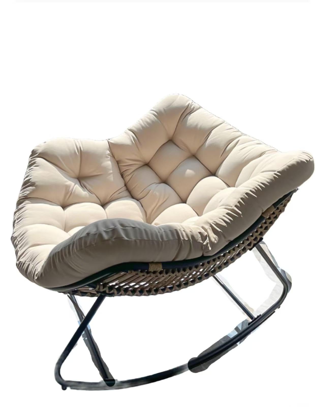 Fauteuil à bascule surdimensionné blanc cassé de 92 cm pour intérieur et extérieur