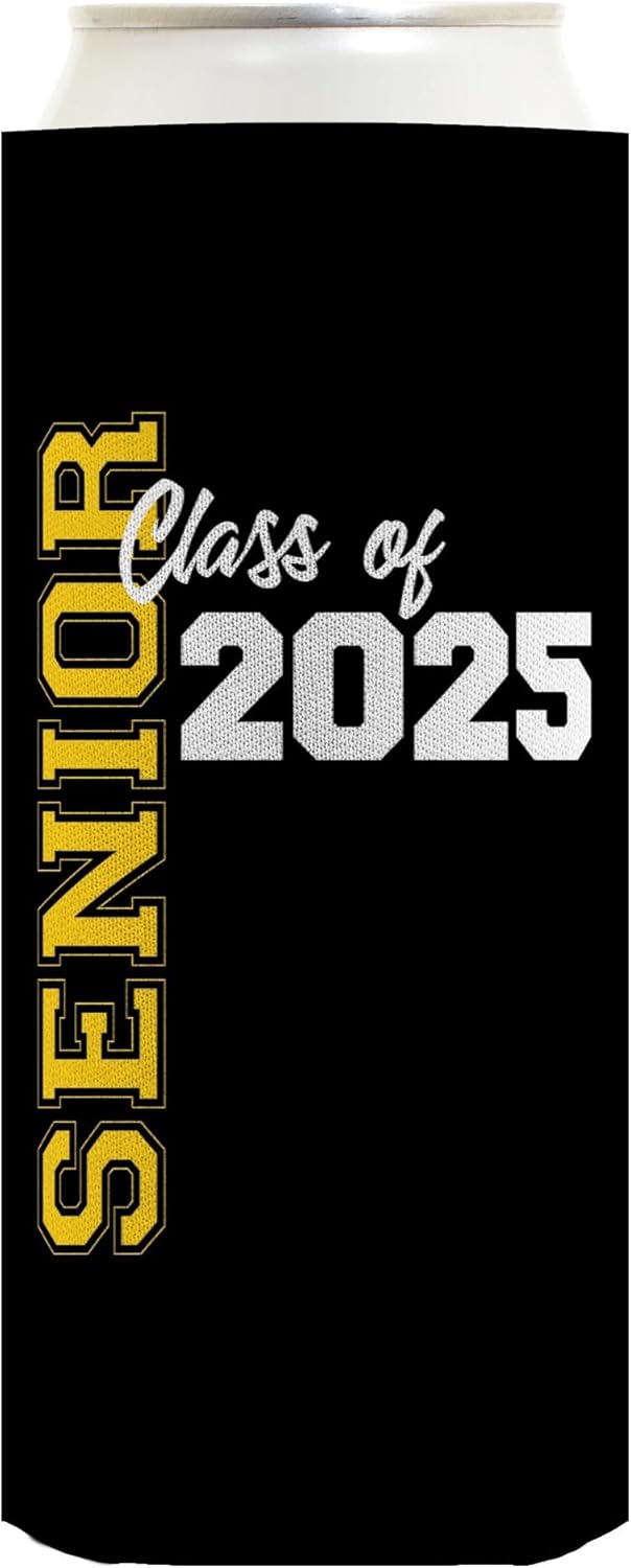 Graduation Drink Cooler Class of 2026 Senior Class of 20XX Gold Text 24-Pack Personalized Ultra Slim Can Drink Thermocoolers Party Pack
