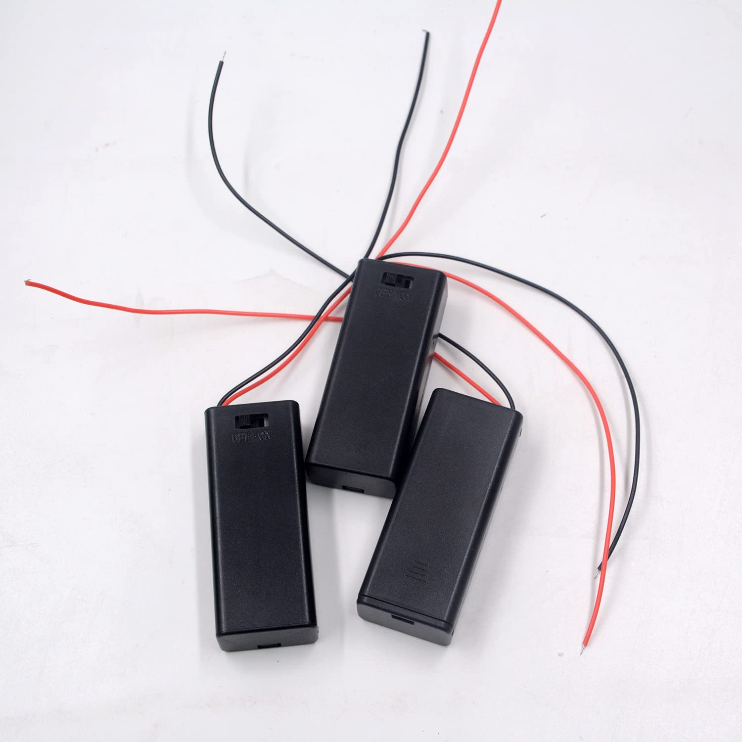 LAMPVPATH (3 Stück) 2 AAA-Batteriehalter mit Schalter, 2 x 1,5 V AAA-Batteriehalter mit Drahtleitungen und Ein-/Ausschalter und Abdeckung