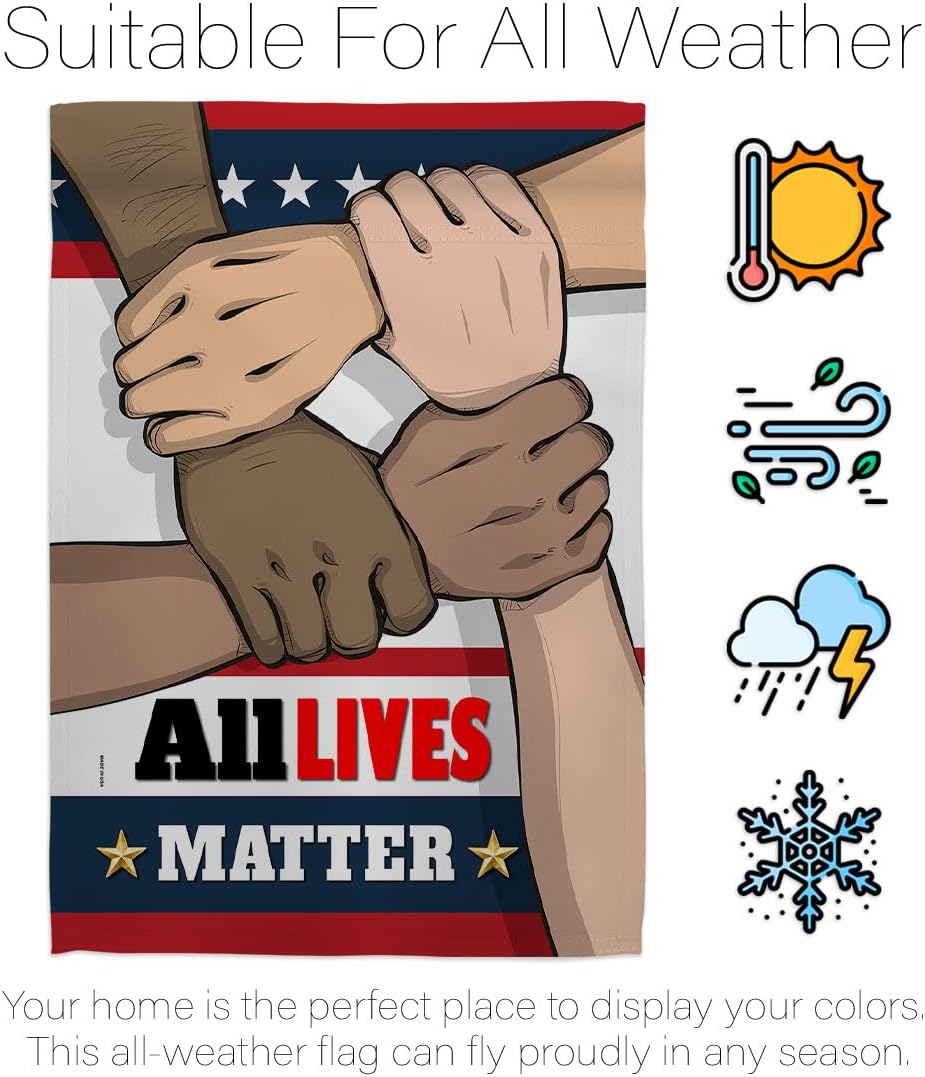 All Lives Matter Garden Flag Set Wall Holder Support Cause BLM Anti Racism Revolution Movement Equality Social House Decoration Banner Small Yard Gift Double-Sided, 13"x 18.5", Thick Fabric