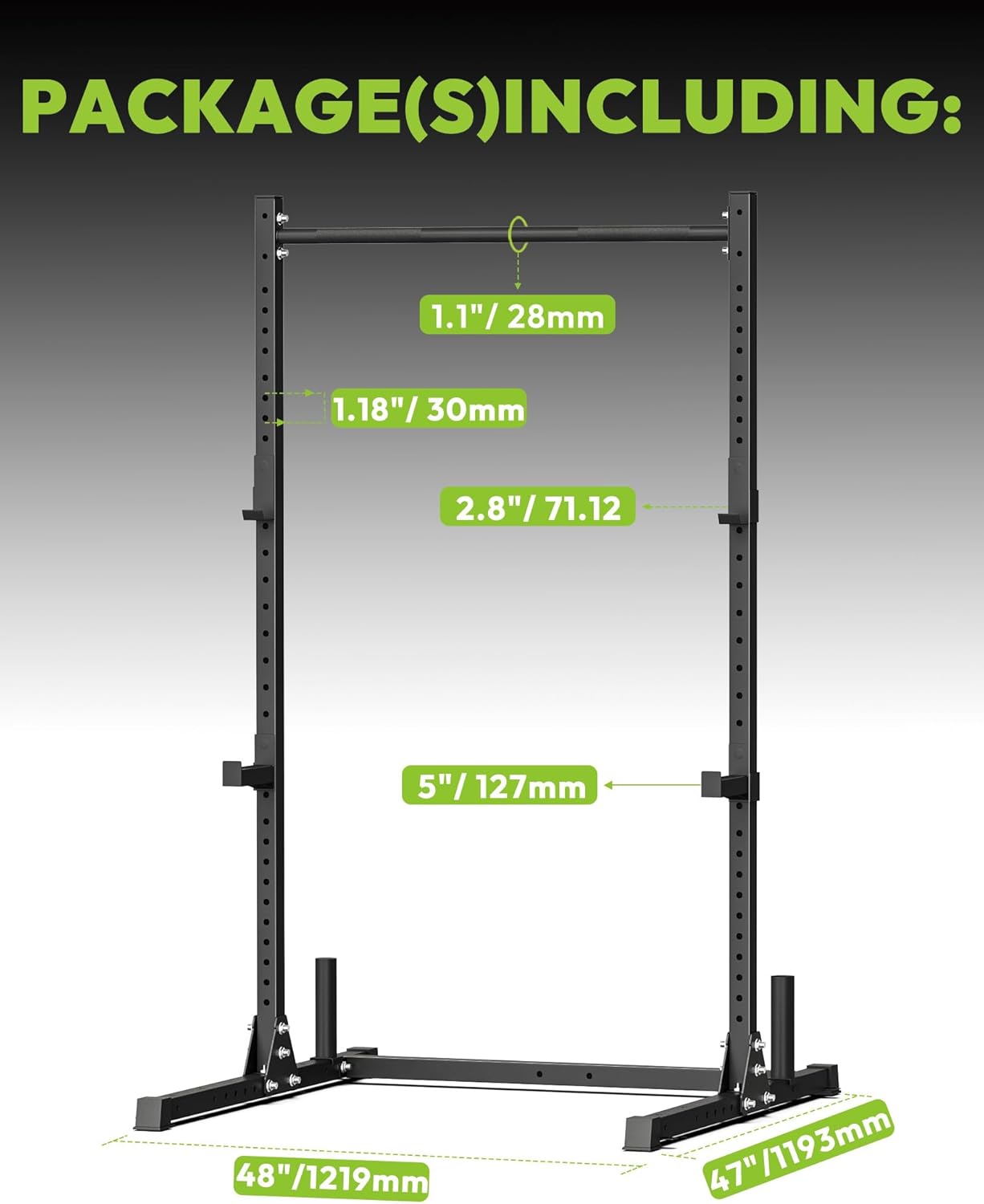HANDBODE Squat Rack with Pull Up Bar, Adjustable Power Racks for Home Gym, 800 lbs Capacity Bench Press Rack, Fits 6 & 7 FT Barbells for Strength Training