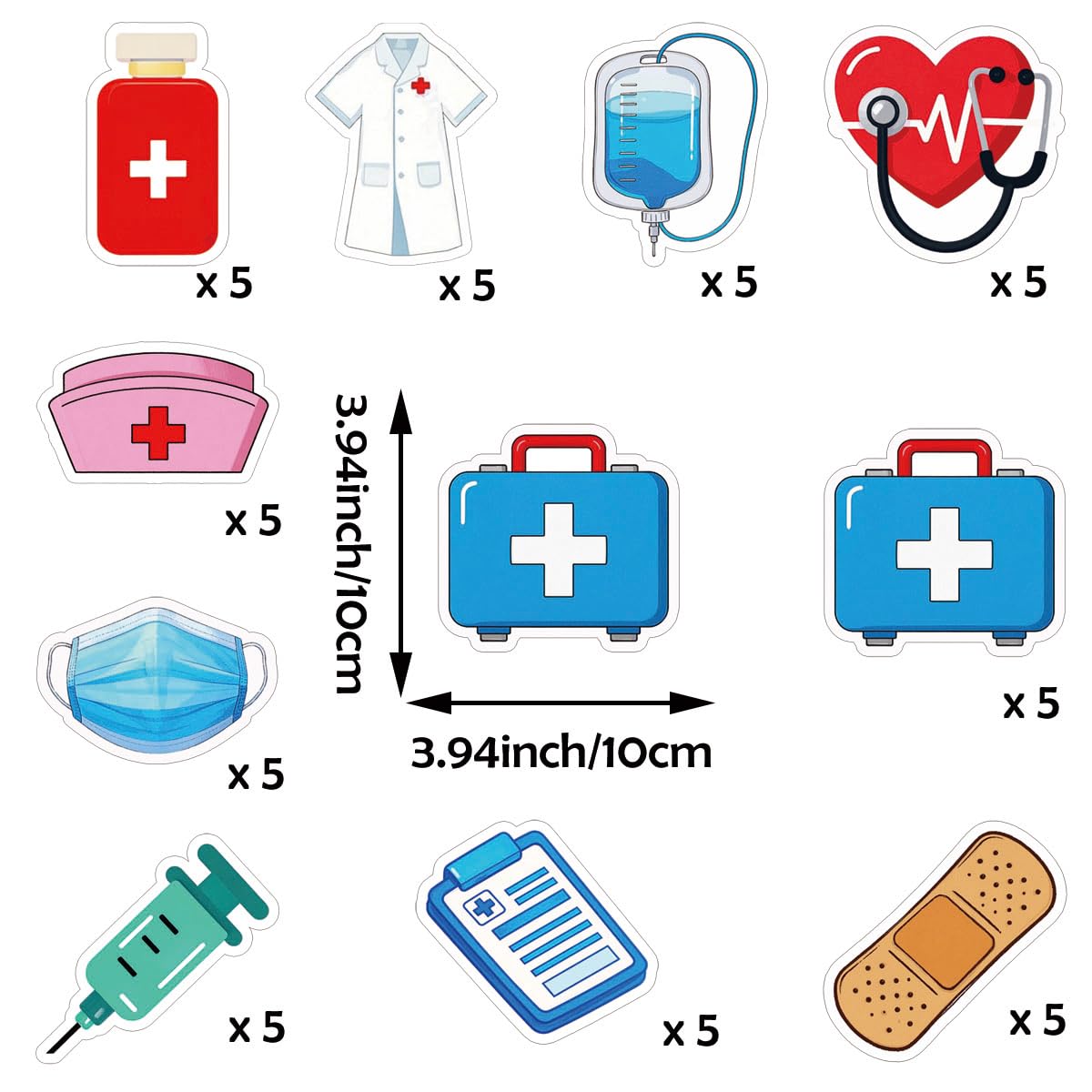 50 Pcs Funny Nurse Week Appreciation Gifts 3.94 inch Die-Cut Nurse Theme Card Nurse Cap Hospital-Themed Office Supplies Nurse Graduation Party Card of Hospital Staff Appreciation Week - Image 2