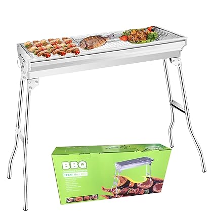 Delavala Barbeque Grill Stand, Stainless Steel, Rust Free, (72cm) Portable, Charcoal Barbeque Table for Camping & Outdoor Grilling Charcoal Stove | Combine BBQ Stove