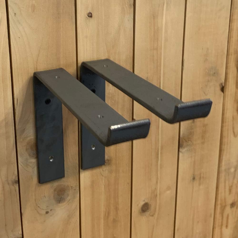 Shelf Brackets Heavy Duty Industrial Angle Braces for Rustic Scaffold Board, Garage Wall Mounted Vintage Shelving (Pair) by BMF Direct® (225mm (8.85'') Down Lip, Raw Steel)
