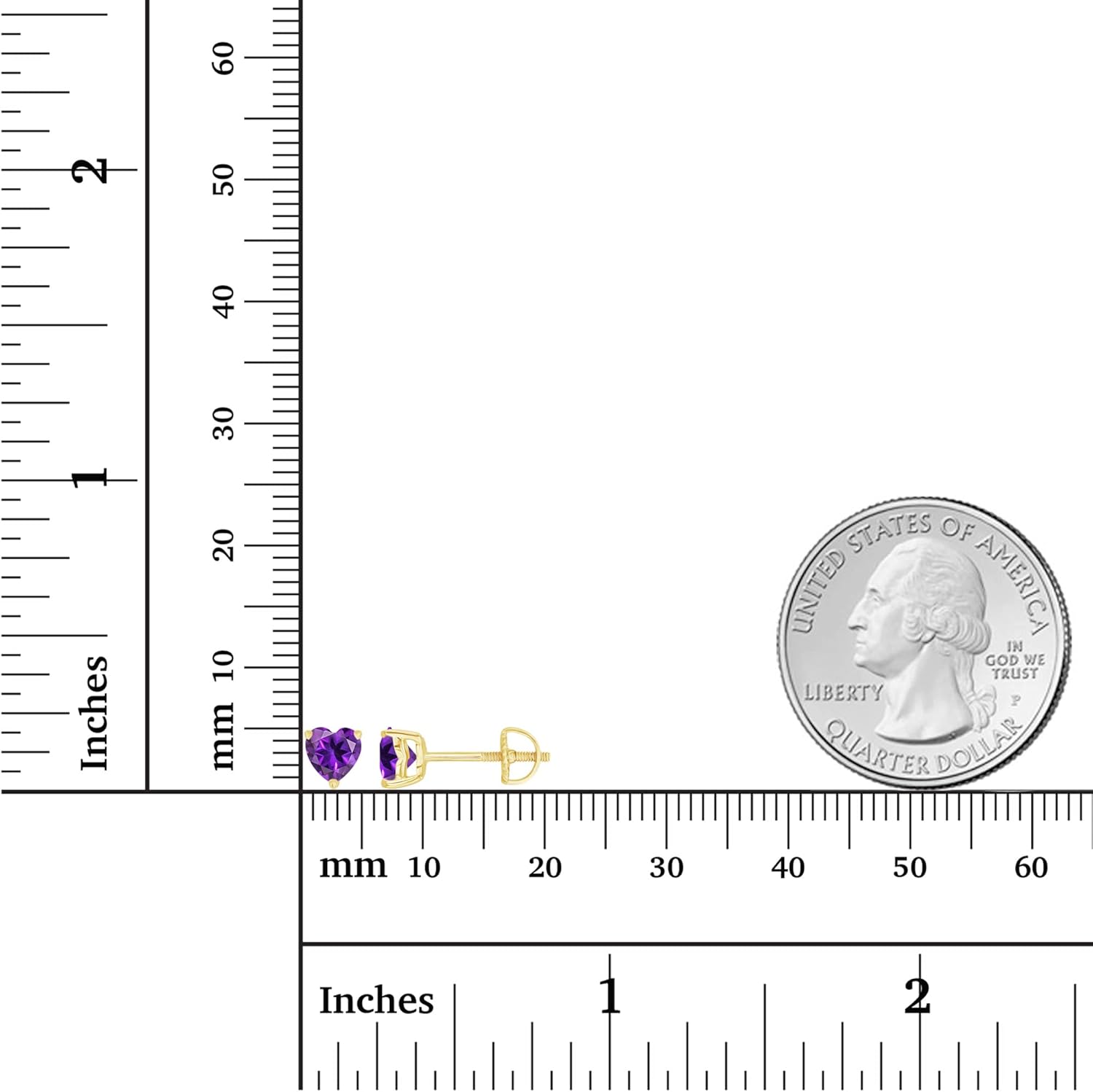 14K Gold Plated 925 Sterling Silver Hypoallergenic 5mm Heart Shape Prong Set Genuine Birthstone Solitaire Screwback Stud Earrings - Image 4