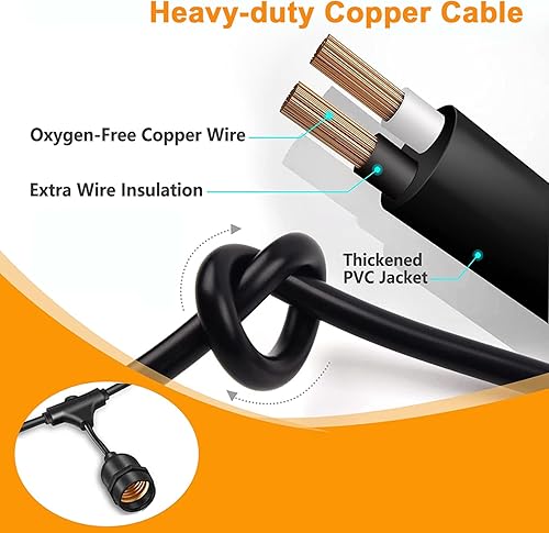 Miniatura 5 de COOS BAY Tira de luces solares para exteriores G40 de 25 pies con 25 bombillas inastillables (2 de repuesto), 4 modos de iluminación para jardín,