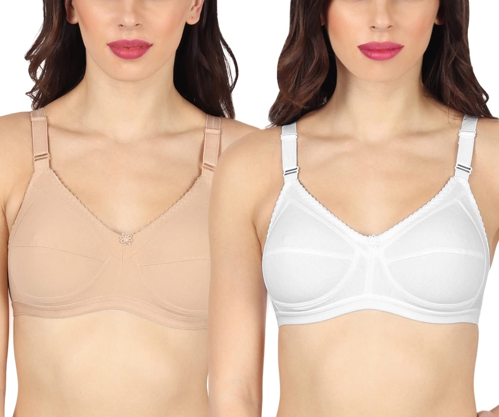 Teeny Bopper Women's Cotton Full Coverage Non Padded Non Wired Bra (Pack of 2)