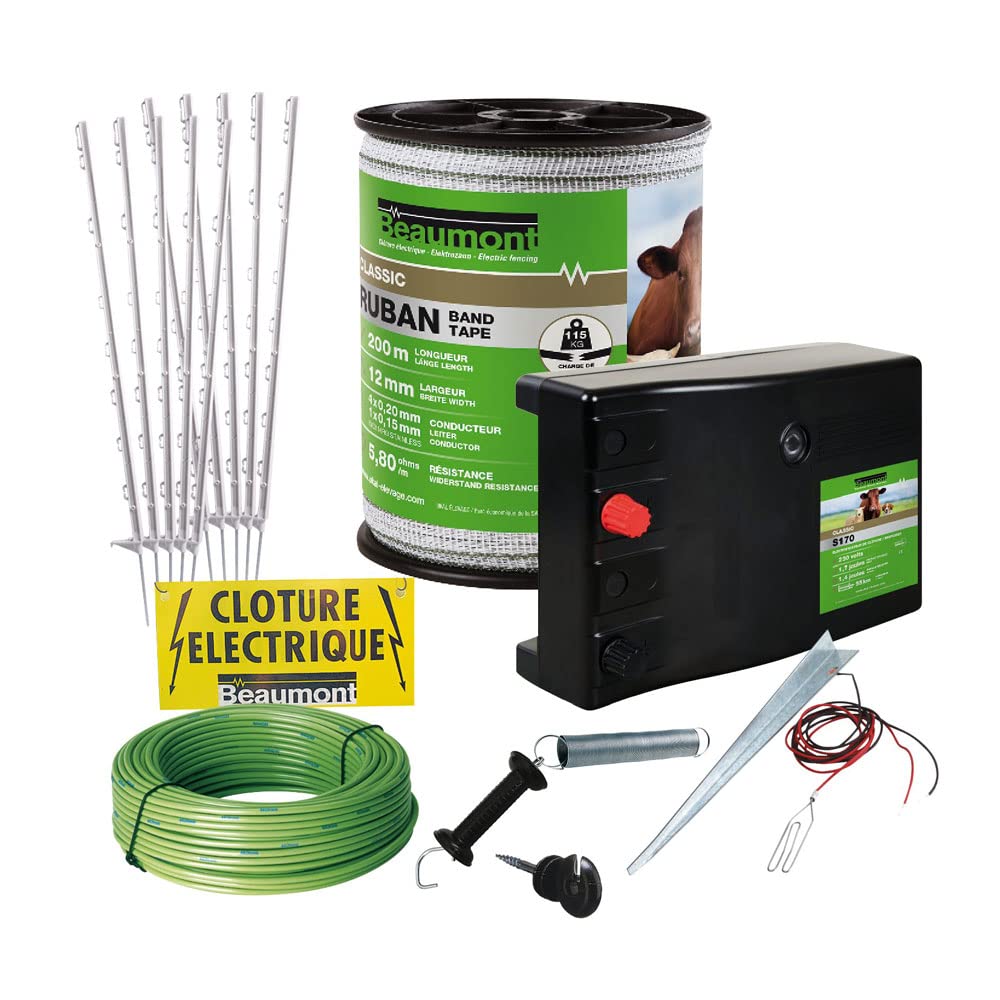 BEAUMONT - Kit Clôture Anti-​fuge pour Chien avec Poste à Secteur à Brancher - 9500 Volts - Facile à Installer - Délimitation & Sécurisation de la Propriété (Chiens à Poils Longs)