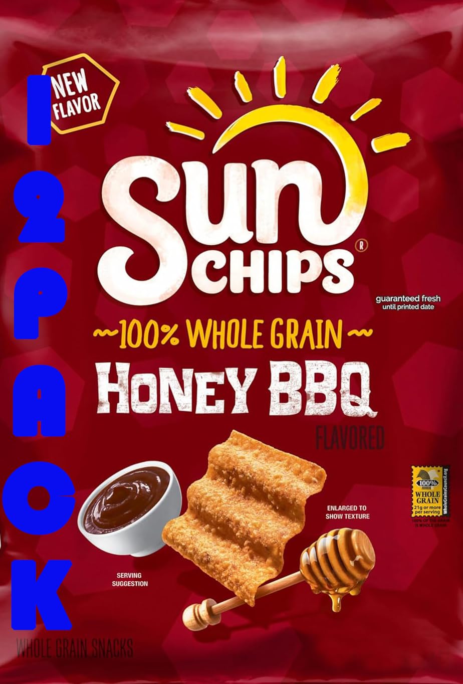 SunChips Honey BBQ 100% Whole Grain Multigrain Chips Snack Pack | Sweet & Smoky BBQ Flavor | 1.5 Oz Individual Bags | Value P