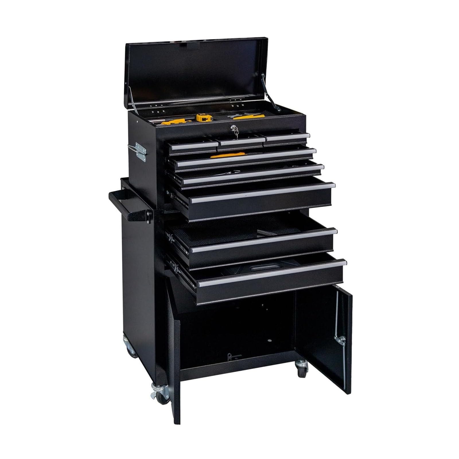 Fzl02068lm One Color Tool Case Rolling Tool Chest With 8 Drawers And Detachable Top Box, Mobile Steel Storage Organizer, On Wheels Storage Solution
