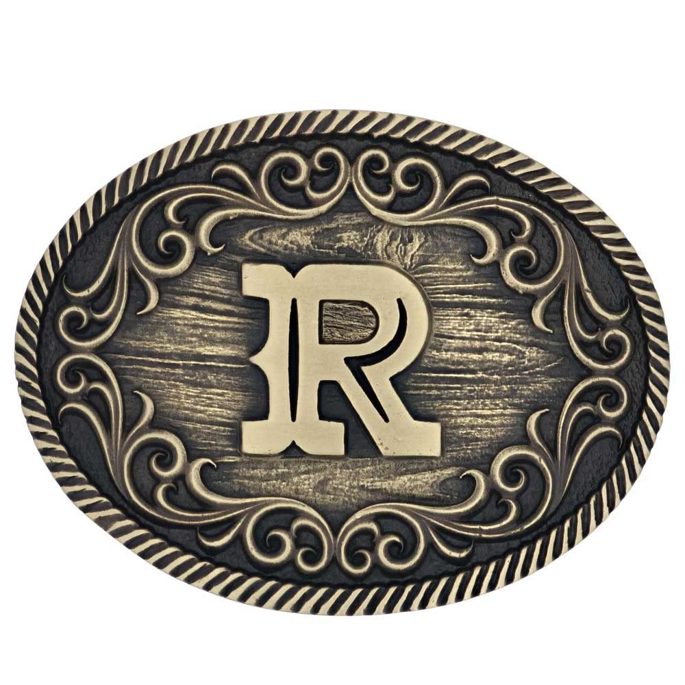 Montana SilversmithsUnisex Filigree Initial Rope Trim Western Oval Attitude Belt Buckle