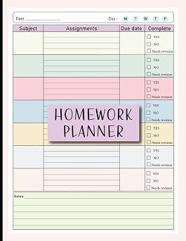 Colorful Homework Planner for ADHD Students Undated Assignment Journal Notebook for middle, high school and College