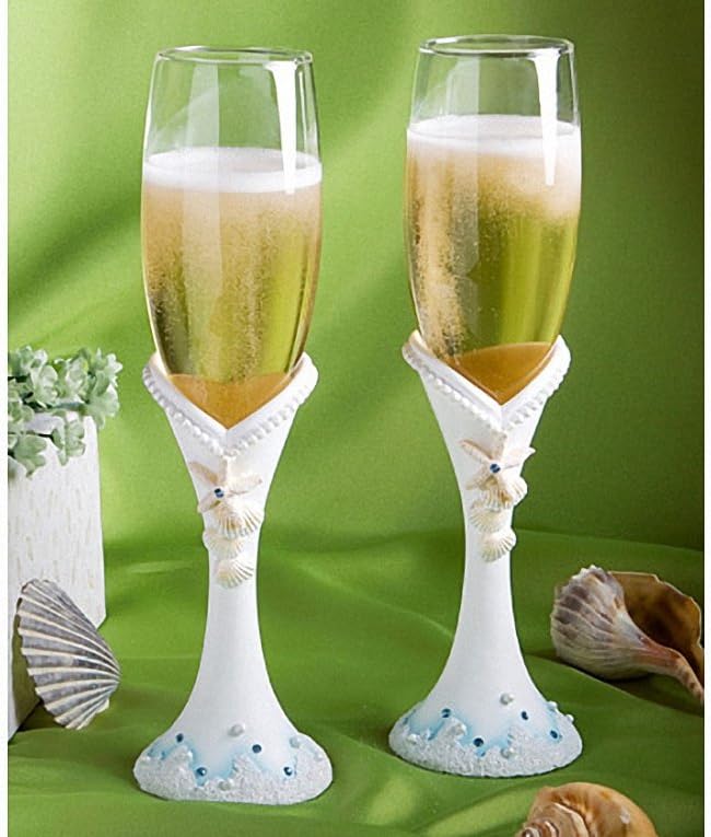 Beach Wedding Favour Champagne Flute Set
