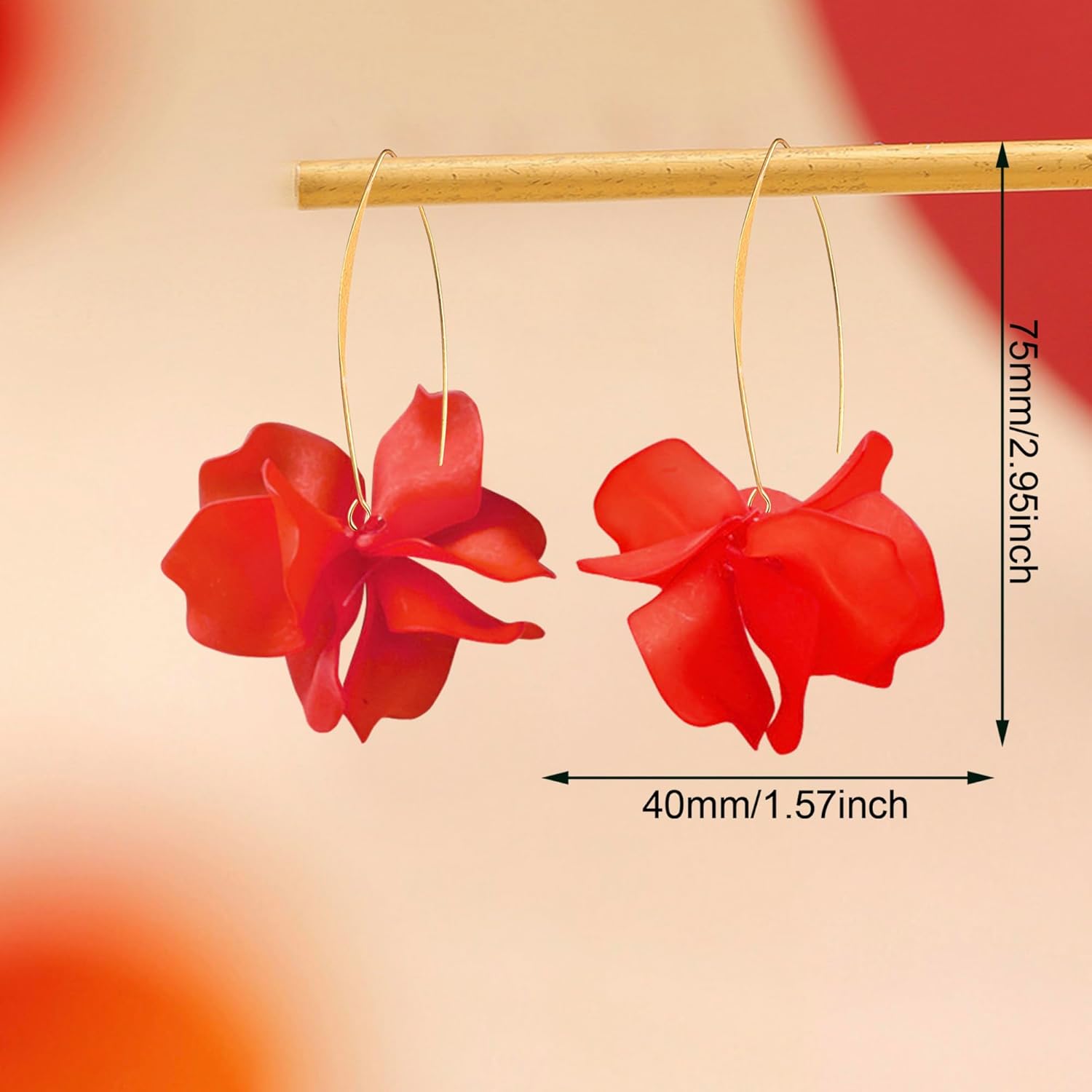 GPASTG Handmade Bohemian Acrylic Flower Petal Dangle Drop Earrings Long Big Rose Floral Earrings for Women - Image 5
