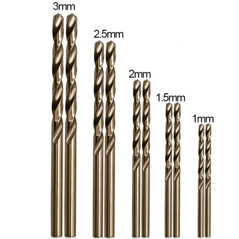 Foret hélicoïdal, 10 Pièces 1-3mm Forets Au Cobalt, Jeu De Forets Hélicoïdaux M35 HSS for Métal Dur, Etc.